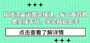 私域流量运营实操课，每个章节都是实操干货，学完就能上手-海旭网创