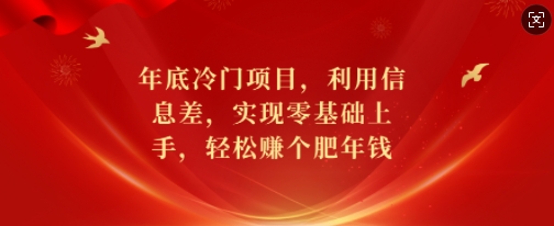 年底冷门项目，利用信息差，实现零基础上手，轻松赚个肥年钱【揭秘】-海旭网创
