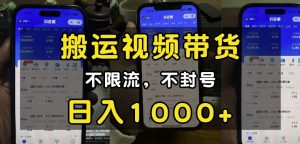 “小白必看”搬运视频带货玩法，不限流，不封号，纯自然流，日入1k-海旭网创