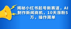 揭秘小红书起号新赛道，AI制作新闻商机，10天涨粉1万，操作简单-海旭网创