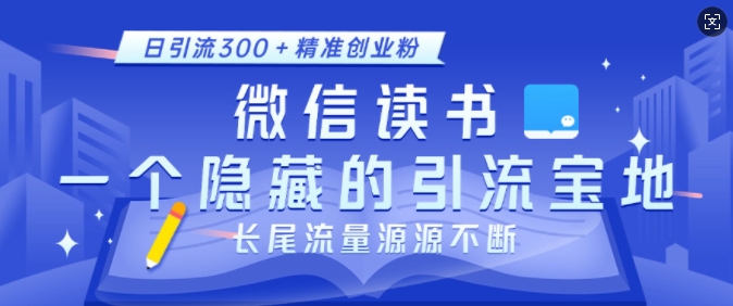 微信读书，一个隐藏的引流宝地，不为人知的小众打法，日引流300+精准创业粉，长尾流量源源不断-海旭网创