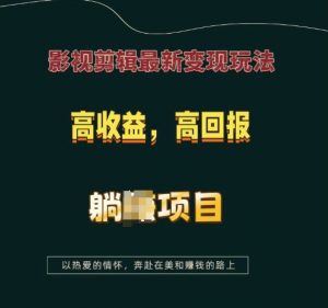 影视剪辑最新变现玩法，高收益，高回报，躺Z项目【揭秘】-海旭网创
