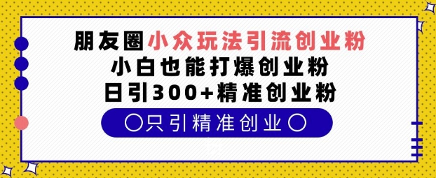 朋友圈小众玩法引流创业粉，小白也能打爆创业粉，日引300+精准创业粉【揭秘】-海旭网创