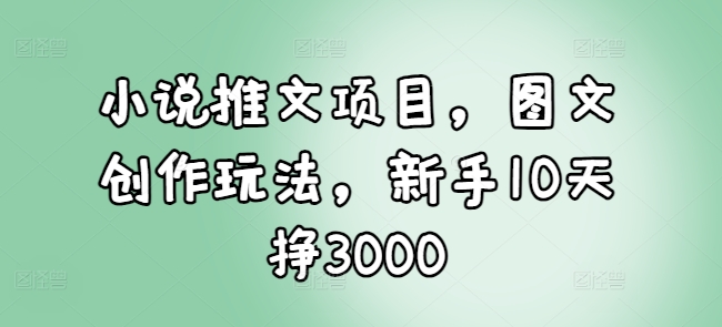 小说推文项目，图文创作玩法，新手10天挣3000-海旭网创