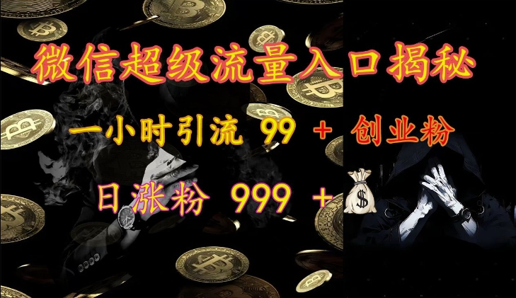 微信超级流量入口揭秘：一小时引流 99 + 创业粉，日涨粉 999 +-海旭网创