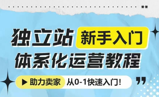 独立站新手入门体系化运营教程，助力独立站卖家从0-1快速入门!-海旭网创