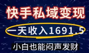 一天收入1691.5，快手私域变现，小白也能闷声发财-海旭网创