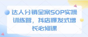 达人分销全案SOP实操训练营，抖店爆发式增长必修课-海旭网创