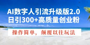 AI数字人引流升级版2.0，日引300+高质量创业粉，操作简单，颠覆以往玩法-海旭网创