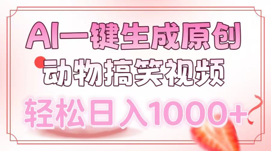 AI一键生成原创动物搞笑视频，轻松日入1000+-海旭网创