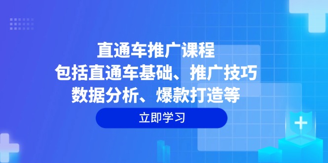 直通车推广课程：包括直通车基础、推广技巧、数据分析、爆款打造等-海旭网创