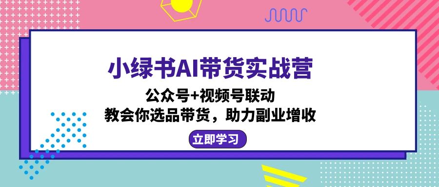 小绿书AI带货实战营：公众号+视频号联动，教会你选品带货，助力副业增收-海旭网创