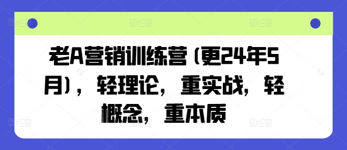 老A营销训练营(更25年1月)，轻理论，重实战，轻概念，重本质-海旭网创