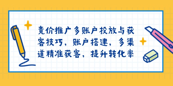 竞价推广多账户投放与获客技巧，账户搭建，多渠道精准获客，提升转化率-海旭网创
