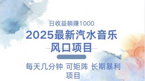 2025最新汽水音乐躺赚项目 每天几分钟 日入1000＋-海旭网创