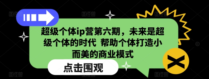 超级个体ip营第六期，未来是超级个体的时代  帮助个体打造小而美的商业模式-海旭网创