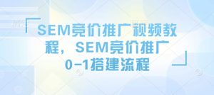 SEM竞价推广视频教程，SEM竞价推广0-1搭建流程-海旭网创