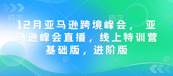 12月亚马逊跨境峰会， 亚马逊峰会直播，线上特训营基础版，进阶版-海旭网创