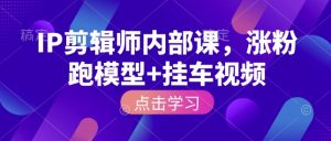 IP剪辑师内部课，涨粉跑模型+挂车视频-海旭网创