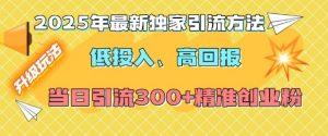 2025年最新独家引流方法，低投入高回报？当日引流300+精准创业粉-海旭网创