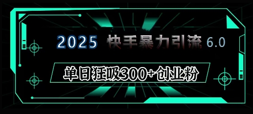 2025年快手6.0保姆级教程震撼来袭，单日狂吸300+精准创业粉-海旭网创