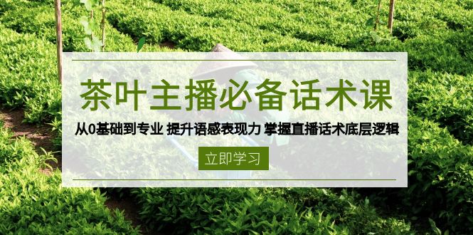 茶叶 主播必备话术课 从0基础到专业 提升语感表现力 掌握直播话术底层逻辑-海旭网创