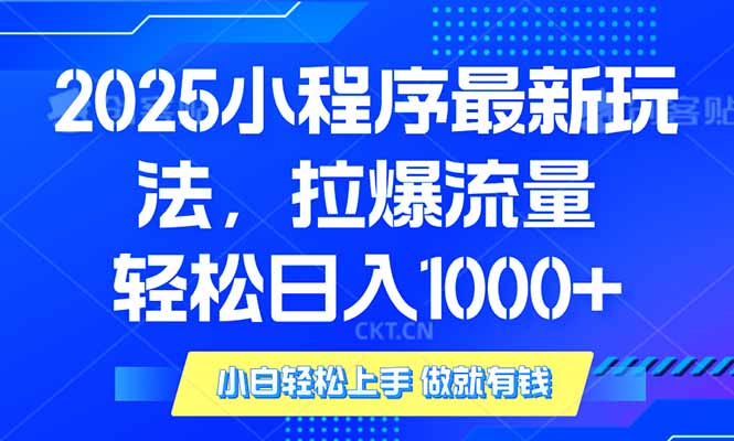 2025年小程序最新玩法，流量直接拉爆，单日稳定变现1000+-海旭网创