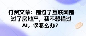 付费文章：错过了互联网错过了房地产，我不想错过AI，该怎么办？-海旭网创