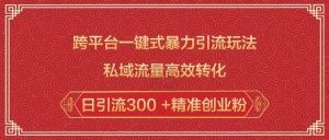 跨平台一键式暴力引流玩法，私域流量高效转化日引流300 +精准创业粉-海旭网创