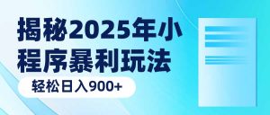 揭秘2025年小程序暴利玩法：轻松日入900+-海旭网创