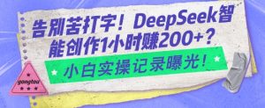 告别苦打字！DeepSeek智能创作1小时入2张？小白实操记录曝光-海旭网创