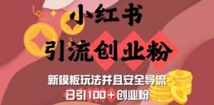 小红书引流创业粉，新模板玩法并且安全导流，日引100+创业粉-海旭网创