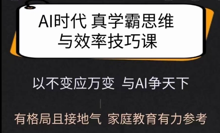 Ai时代真学霸思维与学习方法课，有格局且接地气，家庭教育有力参考-海旭网创