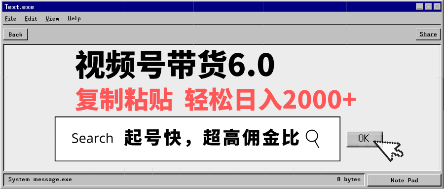 视频号带货6.0，轻松日入2000+，起号快，复制粘贴即可，超高佣金比-海旭网创