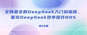 全网最全的DeepSeek入门到指南，看完DeepSeek效率提升80%(建议收藏)-海旭网创