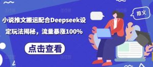 小说推文搬运配合Deepseek设定玩法揭秘，流量暴涨100%-海旭网创