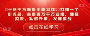 一品千万操盘手研习社，打爆一个引流品，实现百万千万业绩，爆品裂变，私域升单，发售实战-海旭网创