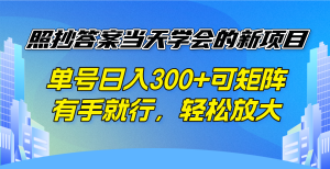照抄答案当天学会的新项目，单号日入300 +可矩阵，有手就行，轻松放大-海旭网创