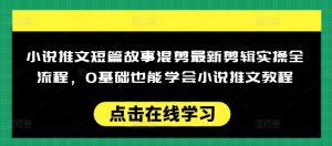 小说推文短篇故事混剪最新剪辑实操全流程，0基础也能学会小说推文教程，肯干多发日入多张-海旭网创