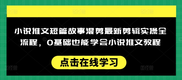 小说推文短篇故事混剪最新剪辑实操全流程，0基础也能学会小说推文教程，肯干多发日入多张-海旭网创