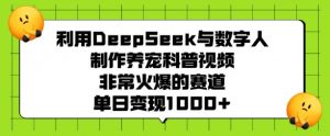 利用DeepSeek与数字人制作养宠科普视频，非常火爆的赛道，单日变现多张-海旭网创