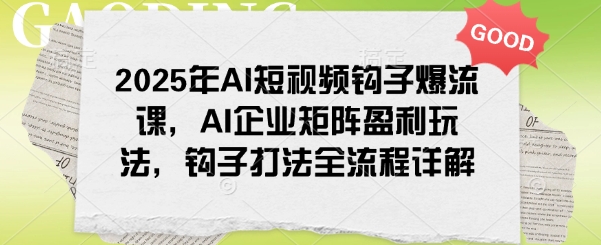 2025年AI短视频钩子爆流课，AI企业矩阵盈利玩法，钩子打法全流程详解-海旭网创