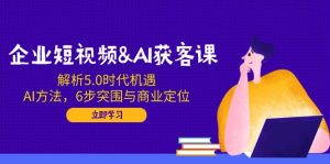 企业短视频&AI获客课：解析5.0时代机遇，AI方法，6步突围与商业定位-海旭网创