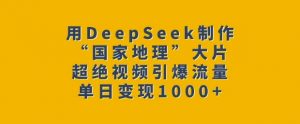 用DeepSeek制作“国家地理”大片，超绝视频引爆流量，单日变现多张-海旭网创