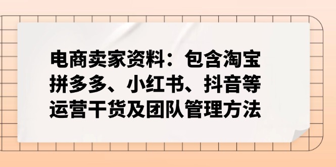 电商卖家资料：包含淘宝、拼多多、小红书、抖音等运营干货及团队管理方法-海旭网创