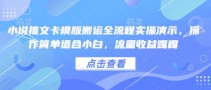 小说推文卡模版搬运全流程实操演示，操作简单适合小白，流量收益嘎嘎-海旭网创