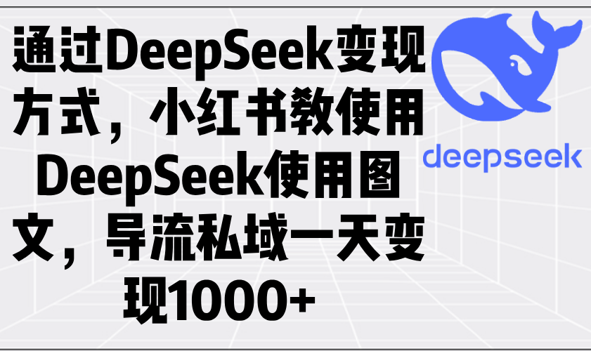 通过DeepSeek变现方式，小红书教使用DeepSeek图文，导流私域一天变现1000+-海旭网创