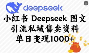 小红书Deepseek图文引流私域售卖资料，单日变现多张-海旭网创