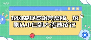 短剧变现逻辑完整版，短剧从小白到大佬速成记-海旭网创