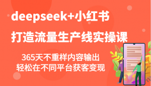 deepseek+小红书打造流量生产线实操课，365天不重样内容输出，轻松在不同平台获客变现-海旭网创